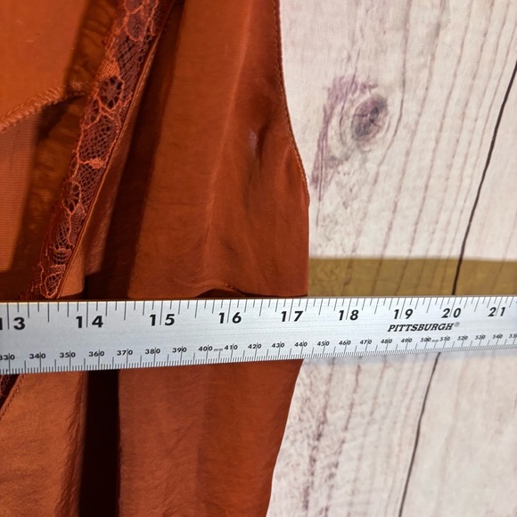 Vintage Chelsea 28 Brown Rust Tie Front Camisole Lace Satin Top Medium - Picture 3 of 6